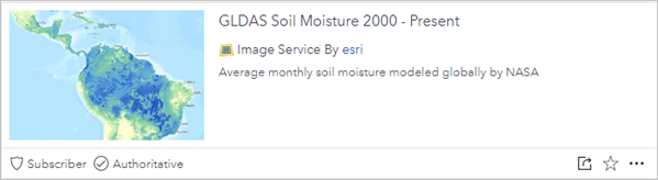 Thumbnail image on the GLDAS Soil Moisture 2000 - Present item card