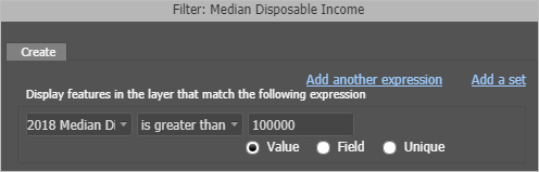Expression to filter income