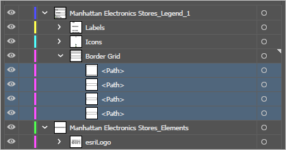 Border Grid objects selected in the Layers panel