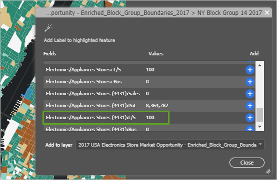 Block group pop-up with Leakage/Surplus Factor