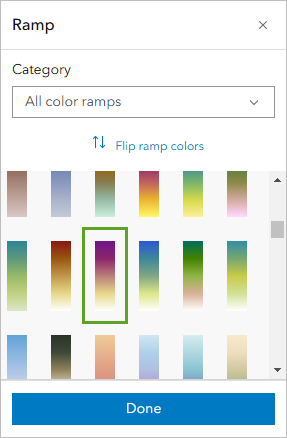 Blue-to-gray color ramp