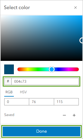 Custom color Hex value entered in Symbol style pane