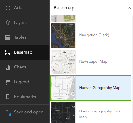 Choose the Light Gray Canvas basemap from the gallery.