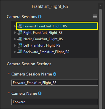 Forward camera parameters