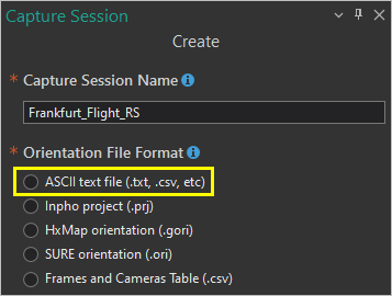 ASCII text file orientation file format