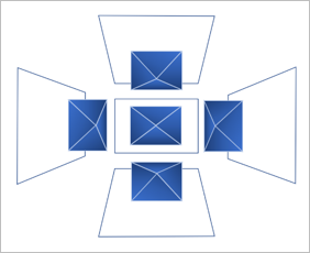 Multihead sensor camera cone and image footprint diagram