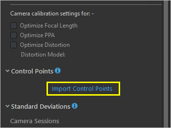 Import Control Points option