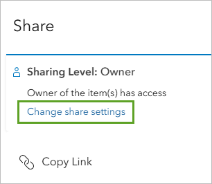 Change share settings in the Share window