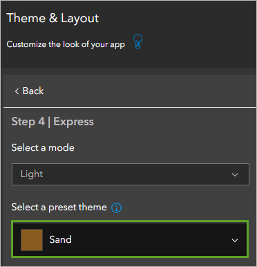 Sand preset theme selected in the Theme & Layout pane