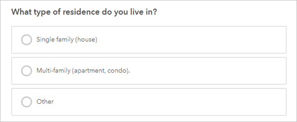 Single Choice question in survey layout