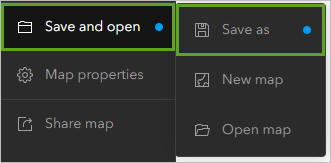 Save as in the Save and open menu