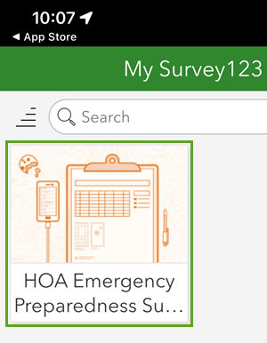 Survey thumbnail in the My Survey123 page