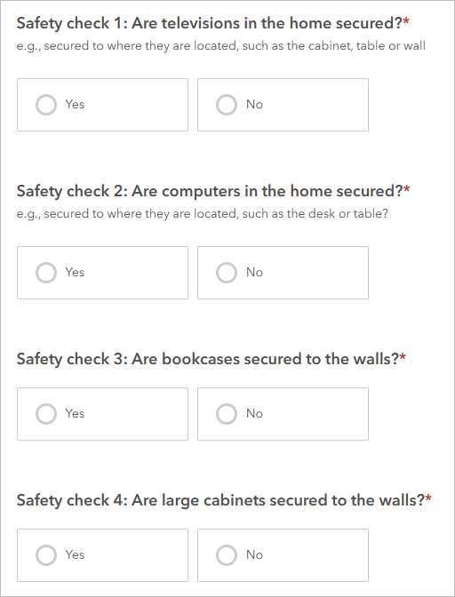 Safety check questions in survey preview