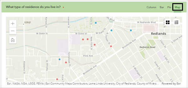 Map view of answer statistics