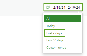 Last 7 days in the date range options