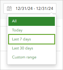 Last 7 days in the date range options