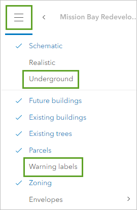 Underground and Warning labels layers