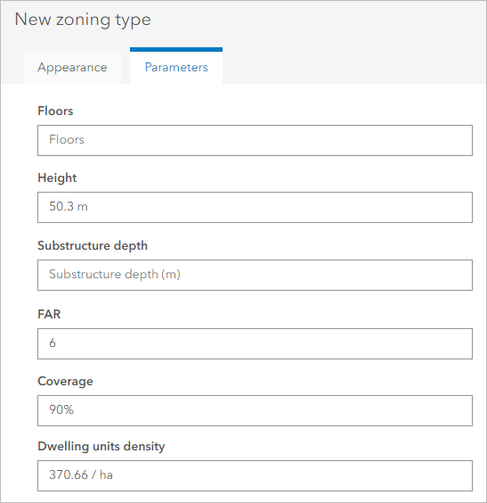 New zoning type parameters