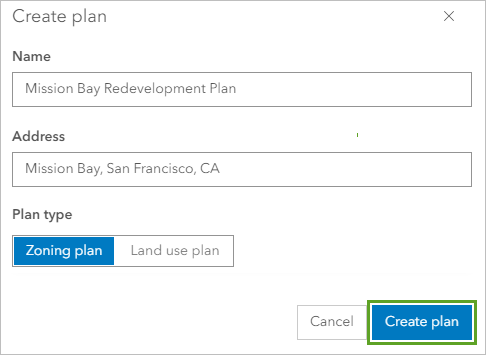 Create plan button