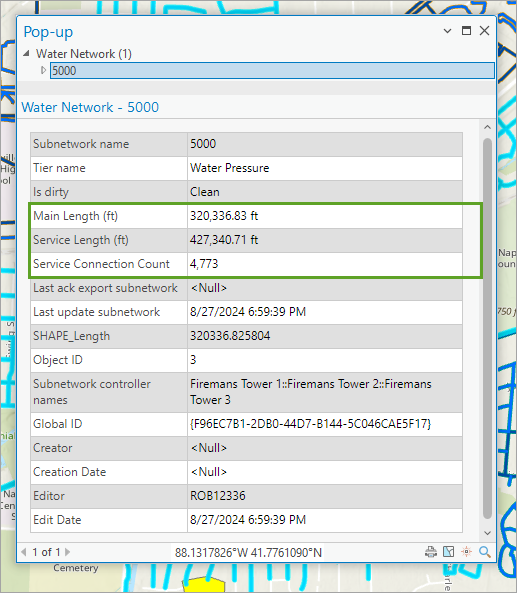 Summary fields in the pop-up