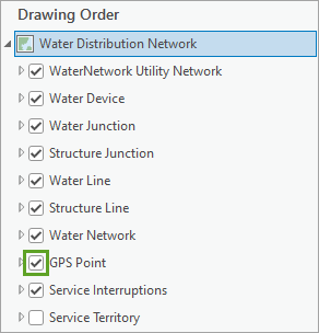 GPS Point layer turned on in the Contents pane