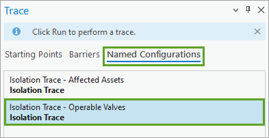 Named Configurations tab in the Trace pane