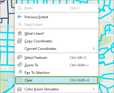 Clear option in the map's context menu