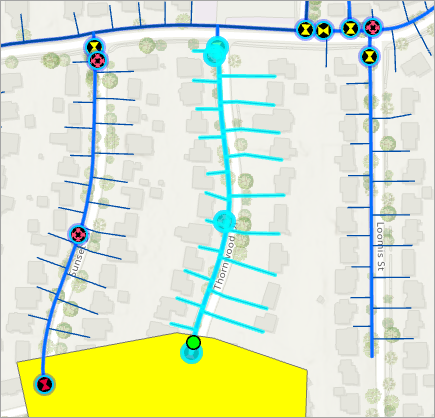 Selected features along Thornwood Drive