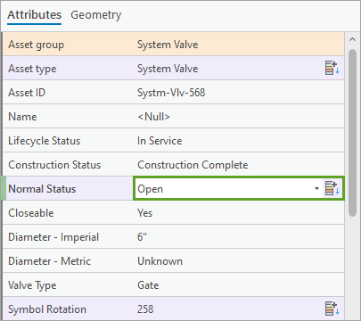 Normal Status set to Open in the Attributes pane