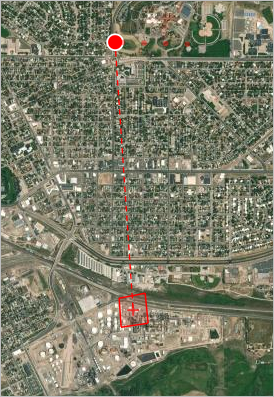 Map showing the sensor and frame location