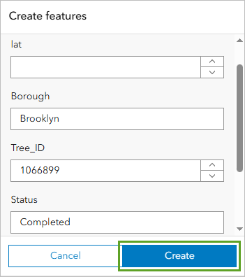 Create button for the new tree feature