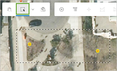 Two new tree features on the map with a selection box around them