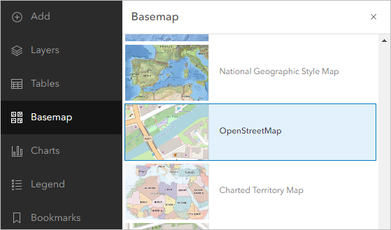 Basemap options