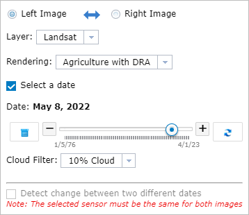 Parameters for the left image