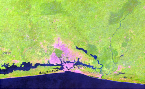 The greater region around Abidjan