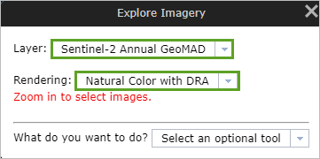 Explore Imagery window