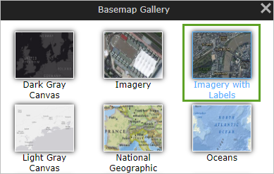 Basemap Gallery window
