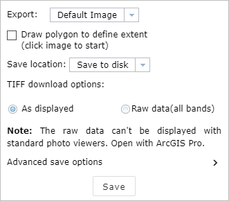 Image Export window to save a local TIFF image