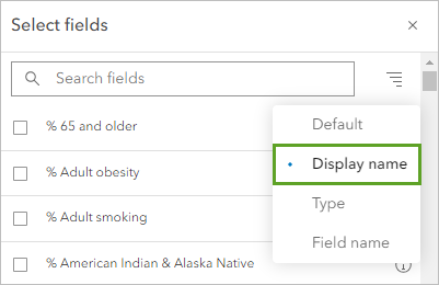 Select Display name from the sort drop-down menu.