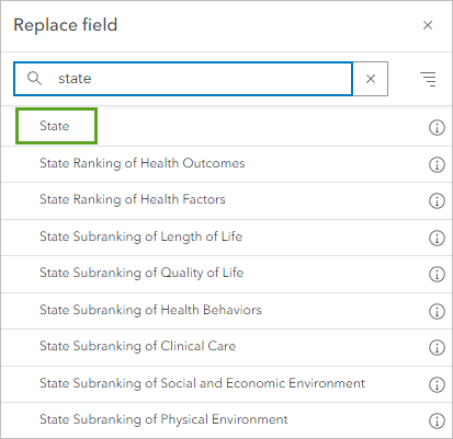 Replace the existing value with the State field.