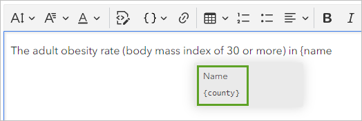 County name variable in pop-up