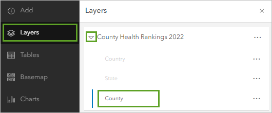 Select the County layer in the Layers pane.