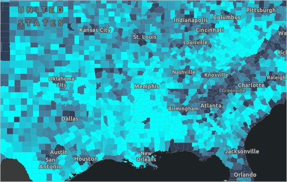 % Adult obesity data by Counts and Amounts (color)