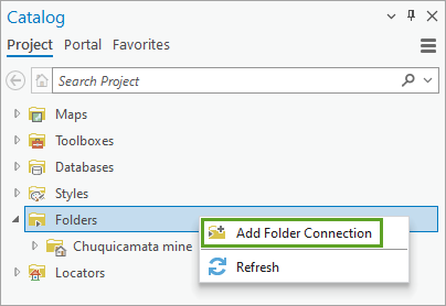 Add Folder Connection option