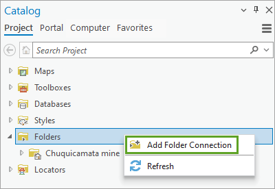 Add Folder Connection option