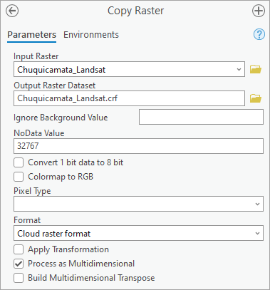 Copy Raster parameters