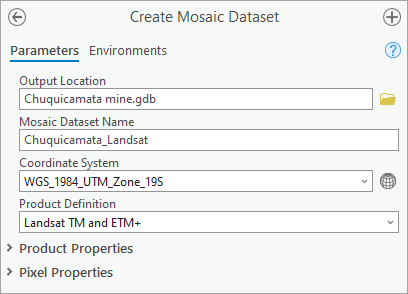 Create Mosaic Dataset tool parameters