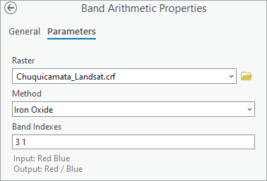 Band Arithmetic Properties parameters
