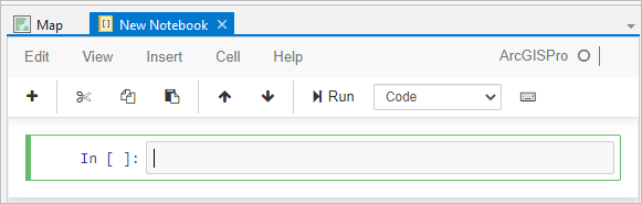 A new notebook appears in ArcGIS Pro and the cell turns green when you click it.