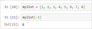 Update the list variable and print the last index position.